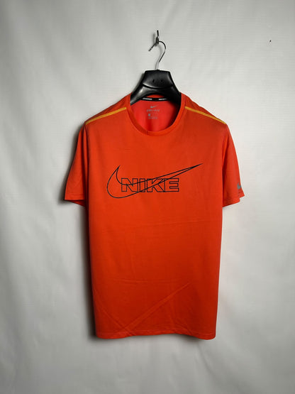 Nike Dri Fit Big Logo Orange Round Neck - Large