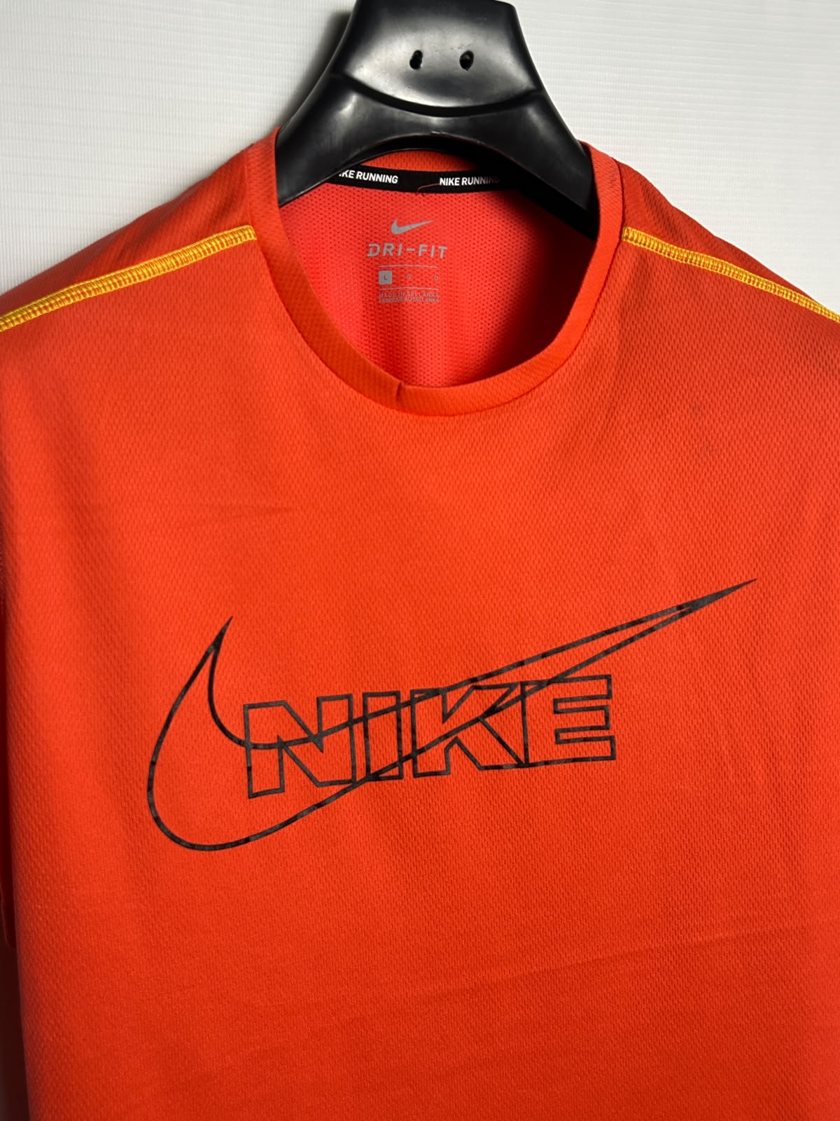 Nike Dri Fit Big Logo Orange Round Neck - Large