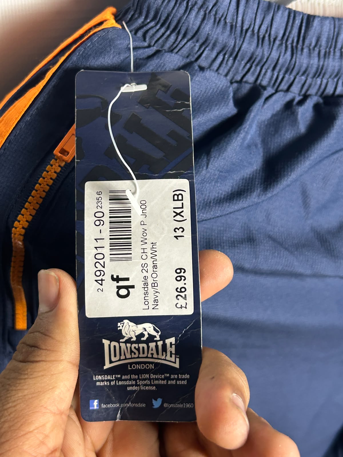 Lonsdale Blue With Orange Strips - Medium
