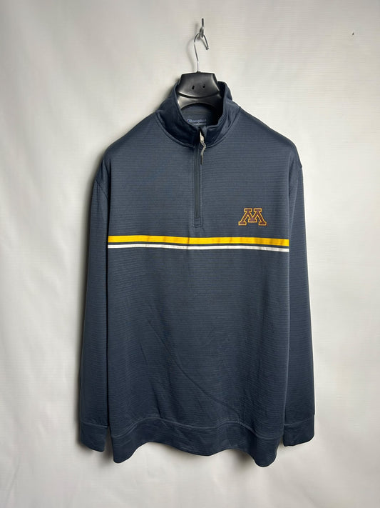 Champion Blue Half Zip Full Sleeves Mock Neck - Large