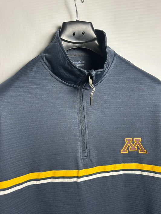 Champion Blue Half Zip Full Sleeves Mock Neck - Large