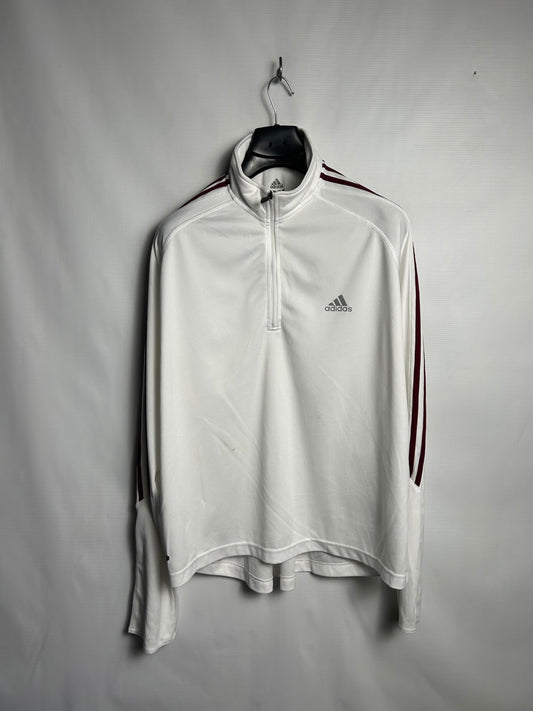 Adidas White Half Zip Full Sleeves Mock Neck - XL