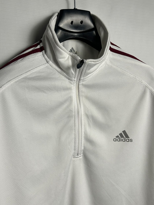 Adidas White Half Zip Full Sleeves Mock Neck - XL