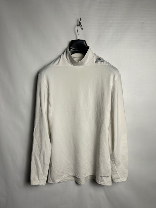 Adidas Techfit White Full Sleeves Mock Neck - Large