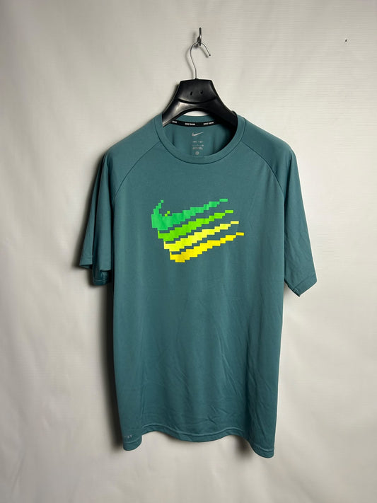 Nike Dri Fit Big Logo Green Round Neck - XL