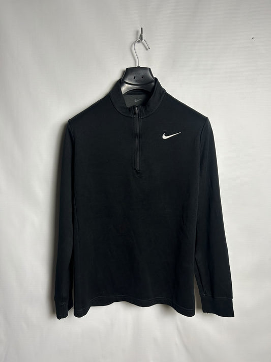Nike Dri Fit Black Half Zip Full Sleeves - Large