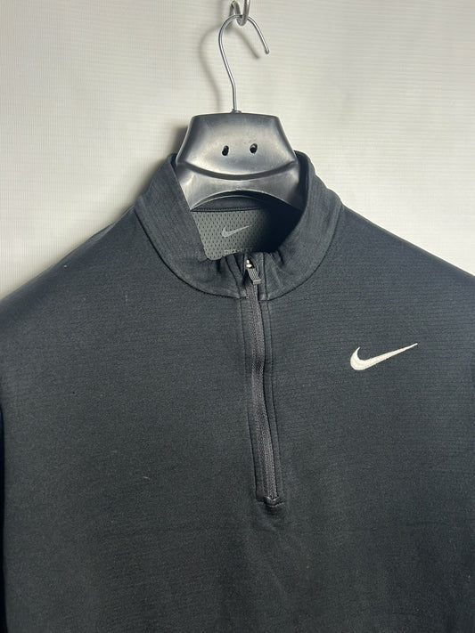 Nike Dri Fit Black Half Zip Full Sleeves - Large