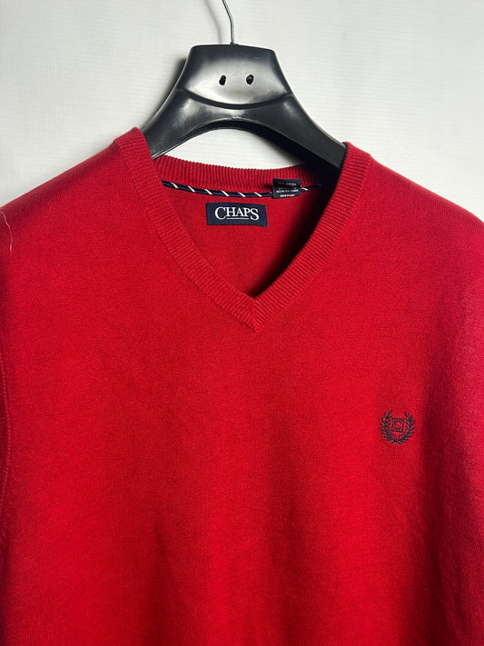 Chaps Red Round Neck Sweater - Large