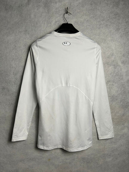 Under Armour Cold Gear White Fitted Round Neck Full Sleeves - Large