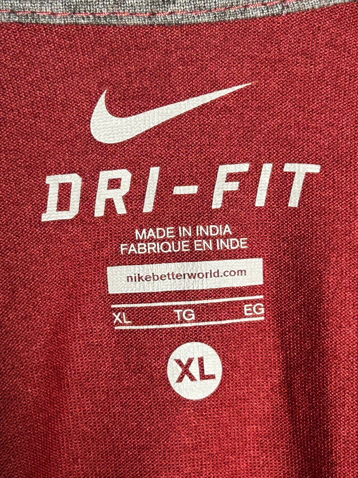 Nike Big Logo Dri Fit Red Round Neck - XL