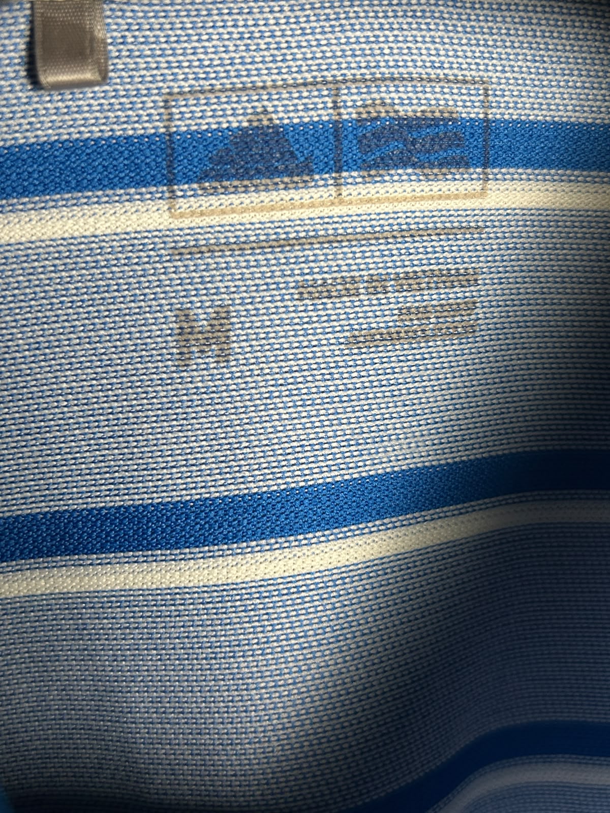 Adidas Blue Striped Polo - Medium