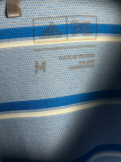 Adidas Blue Striped Polo - Medium