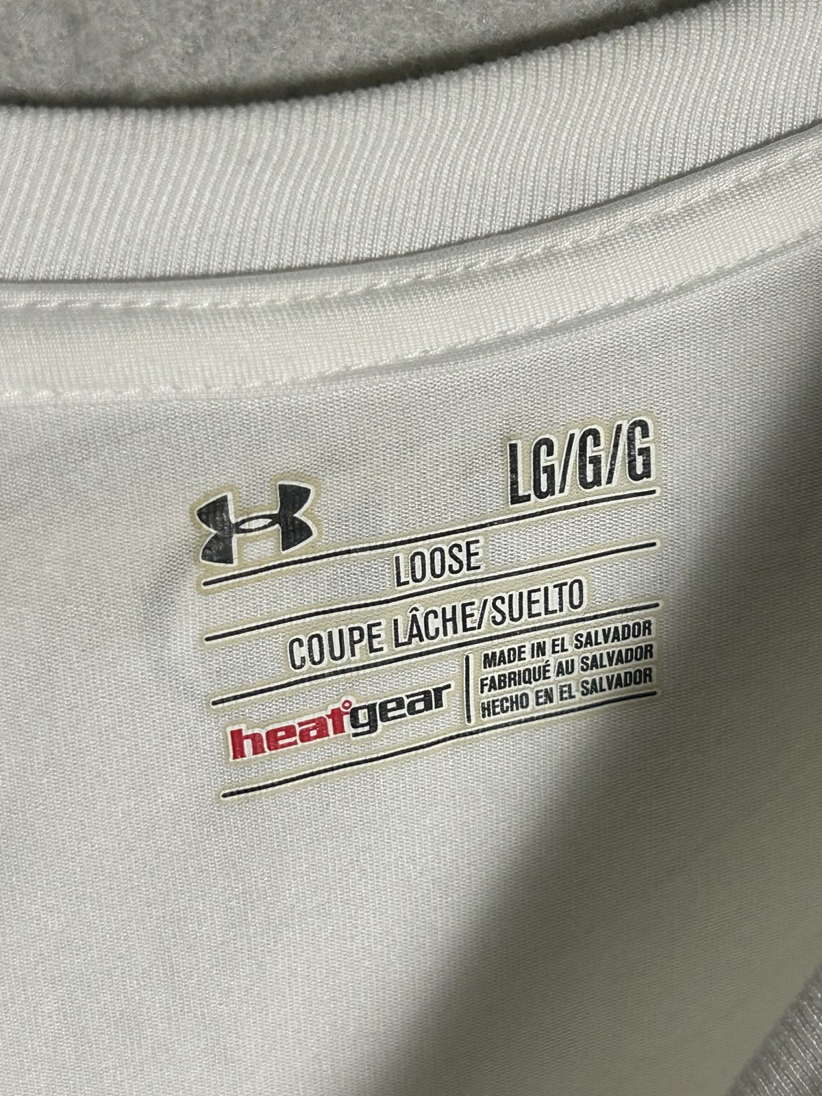 Under Armour Heat Gear Big Logo White Round Neck - Large