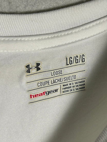 Under Armour Heat Gear Big Logo White Round Neck - Large