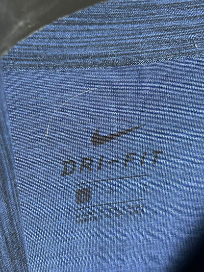 Nike Dri Fit Blue Full Sleeves High Round Neck - Large