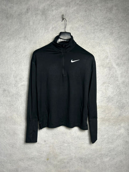 Nike Dri Fit Black Full Sleeves Half Zip Polo - Medium