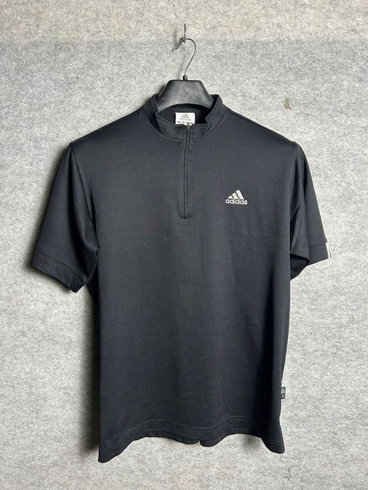 Adidas Zipped Black Tee - Large