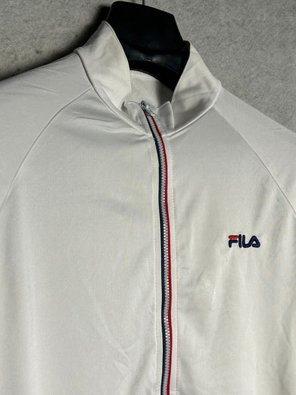 Fila White Full Sleeves Zip Upper - Medium