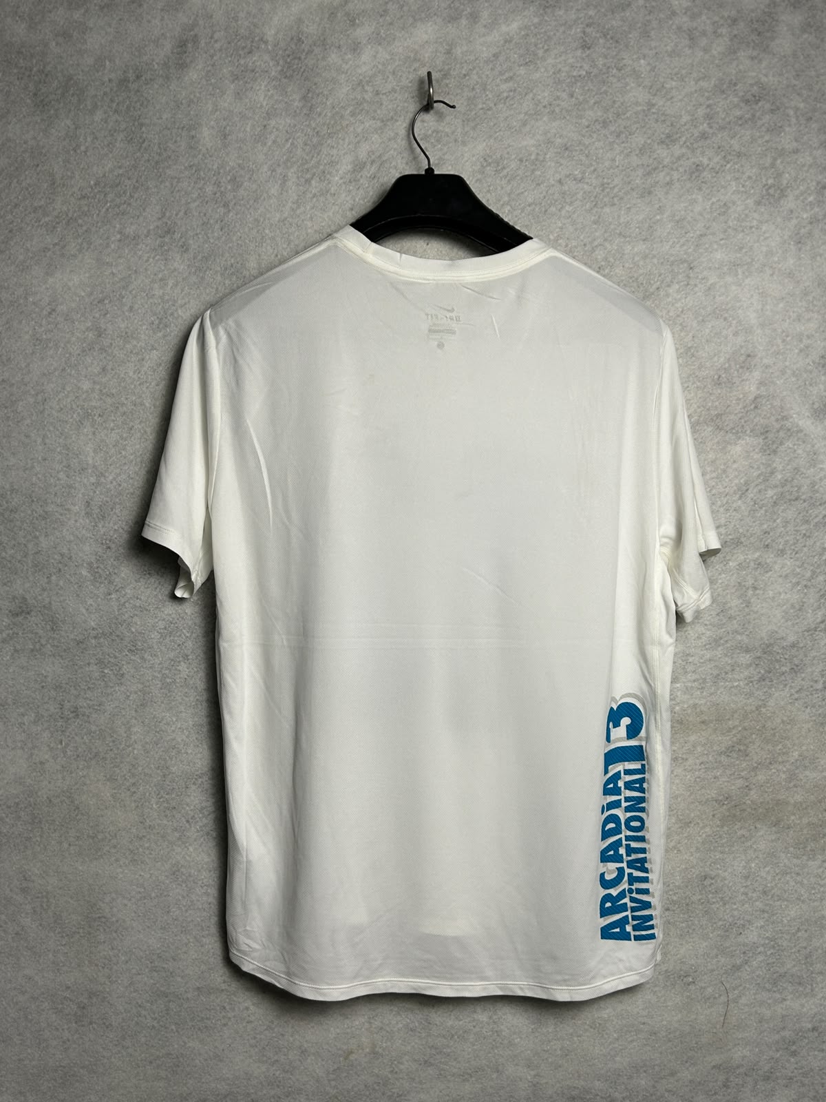 Nike White Dri Fit With Big Logo Round Neck - Large