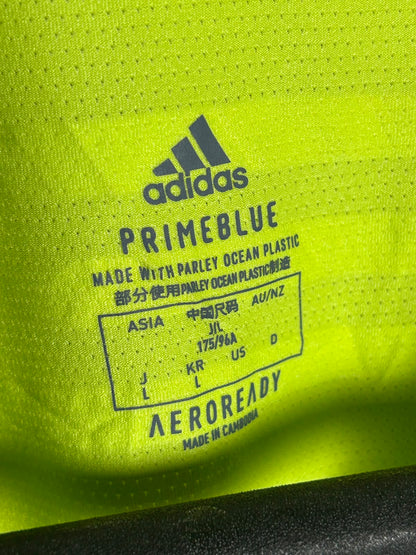 Adidas Neon Green Aeroready Round Neck Zip Tee - Large