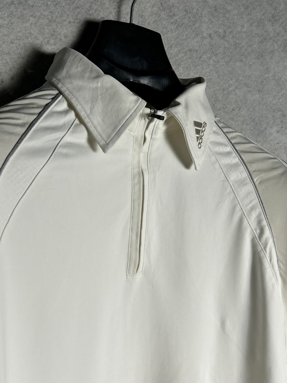 Adidas White Polo Half Zip - Large