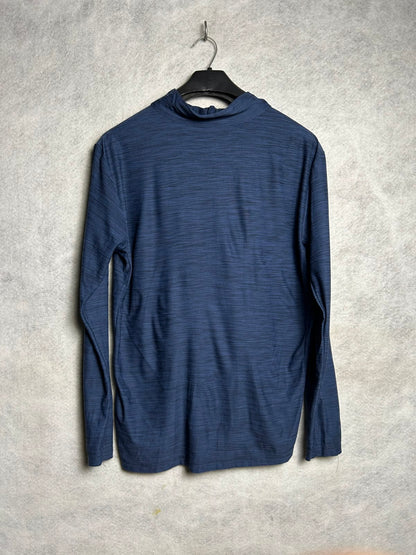 Nike Dri Fit Blue Full Sleeves High Round Neck - Large