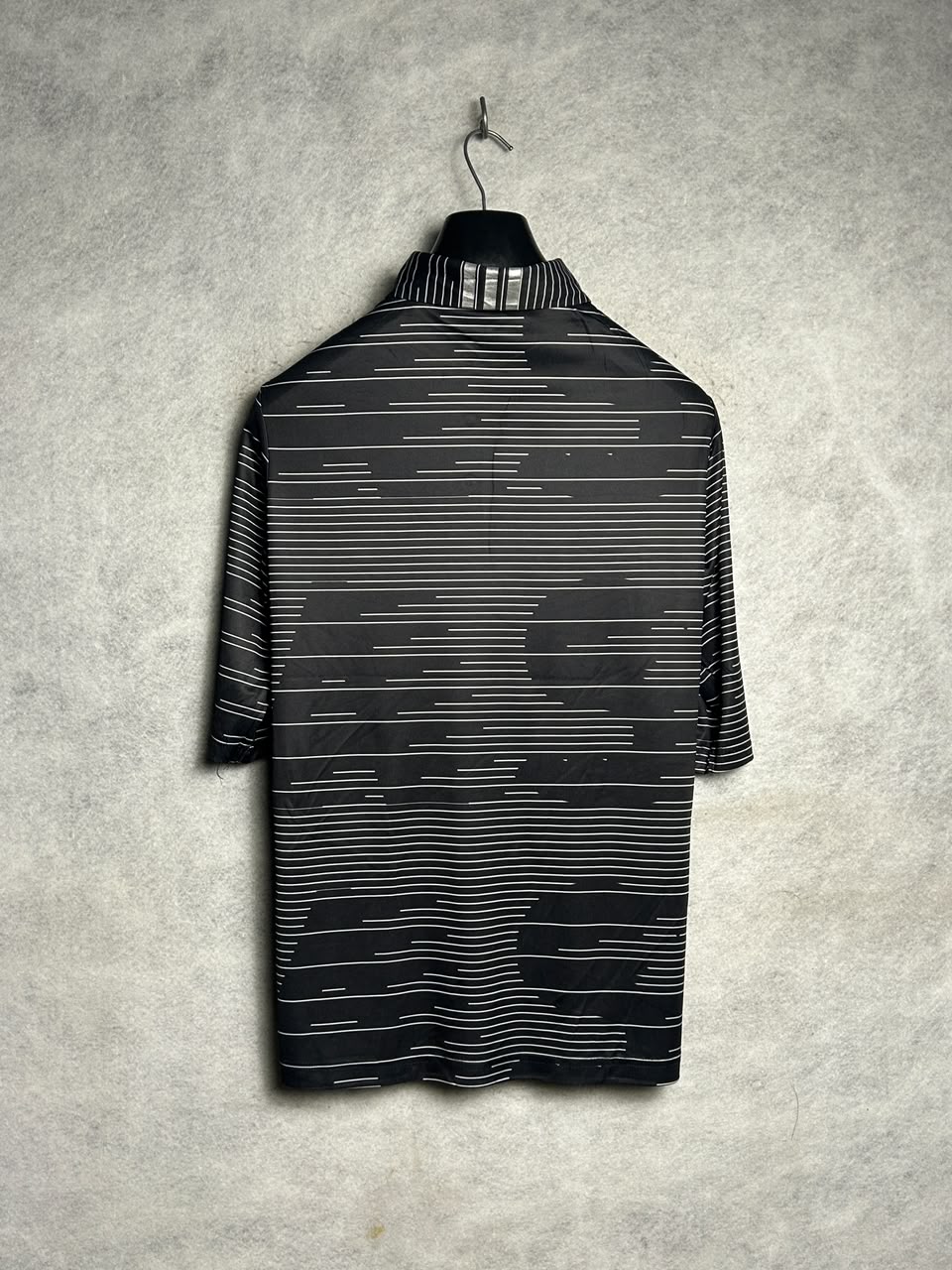 Adidas Prime Green Printed Black Polo - Medium