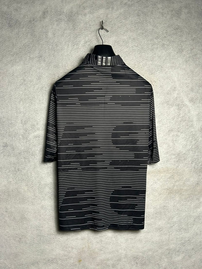 Adidas Prime Green Printed Black Polo - Medium