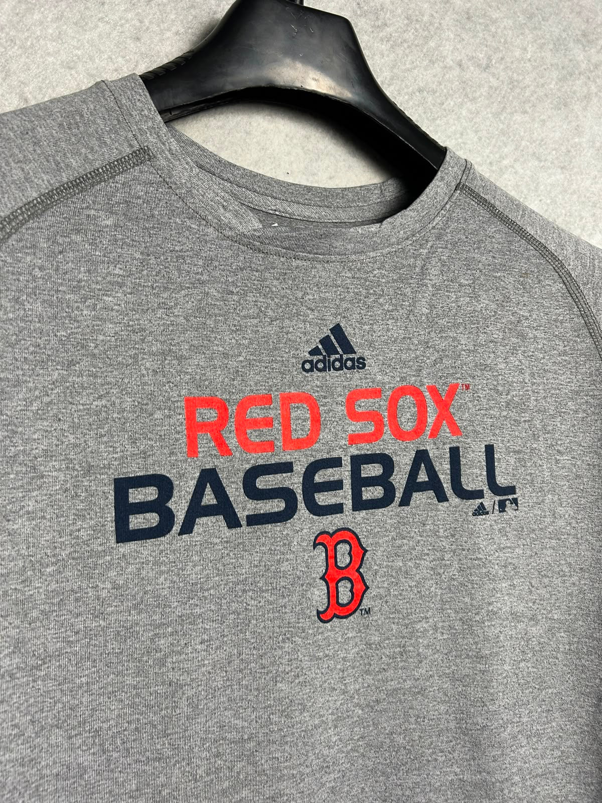 Adidas Red Sox Baseball Big Logo Grey Round Neck - XL
