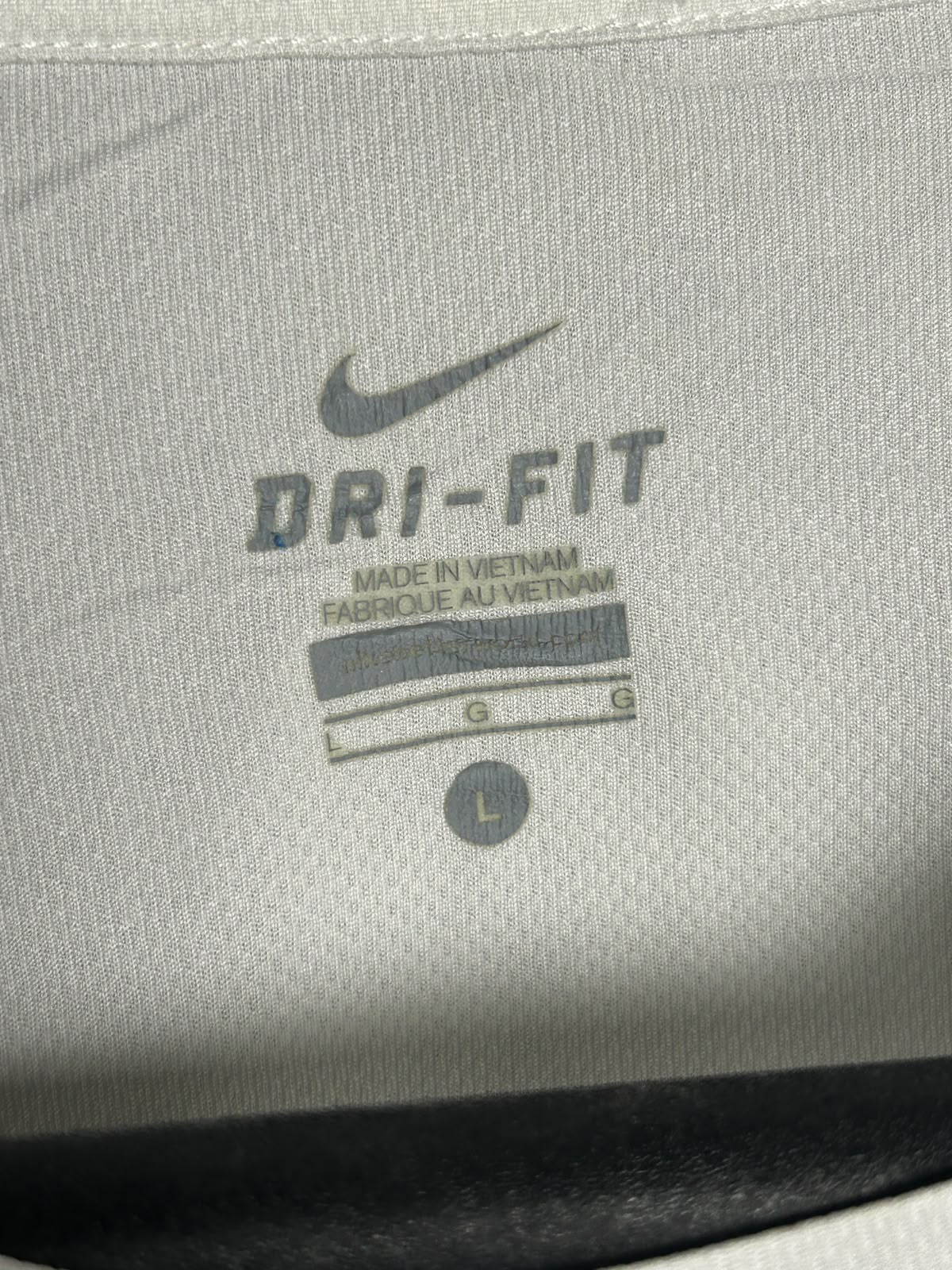 Nike White Dri Fit With Big Logo Round Neck - Large