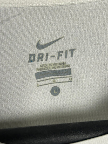 Nike White Dri Fit With Big Logo Round Neck - Large