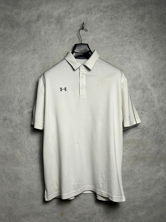 Under Armour Heat Gear White Polo - Large