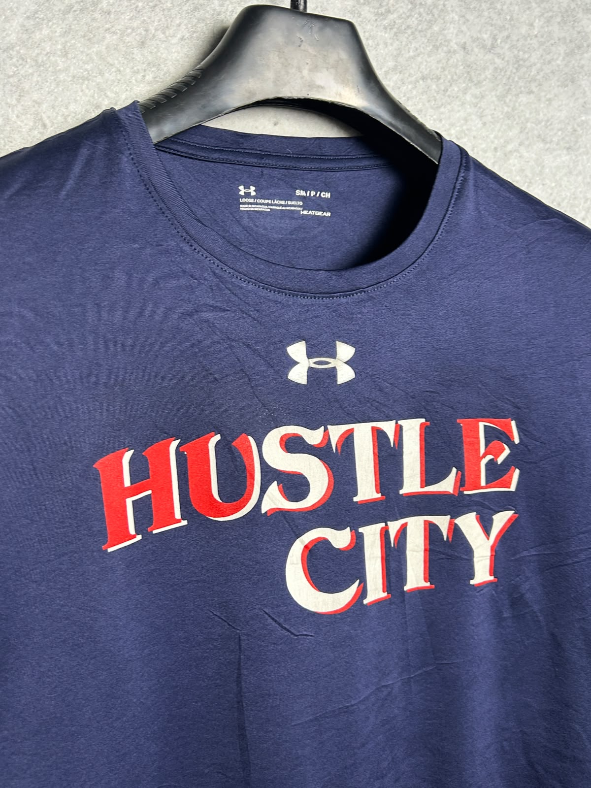 Under Armour Heat Gear Loose Blue With Big Logo Hustle City - Small