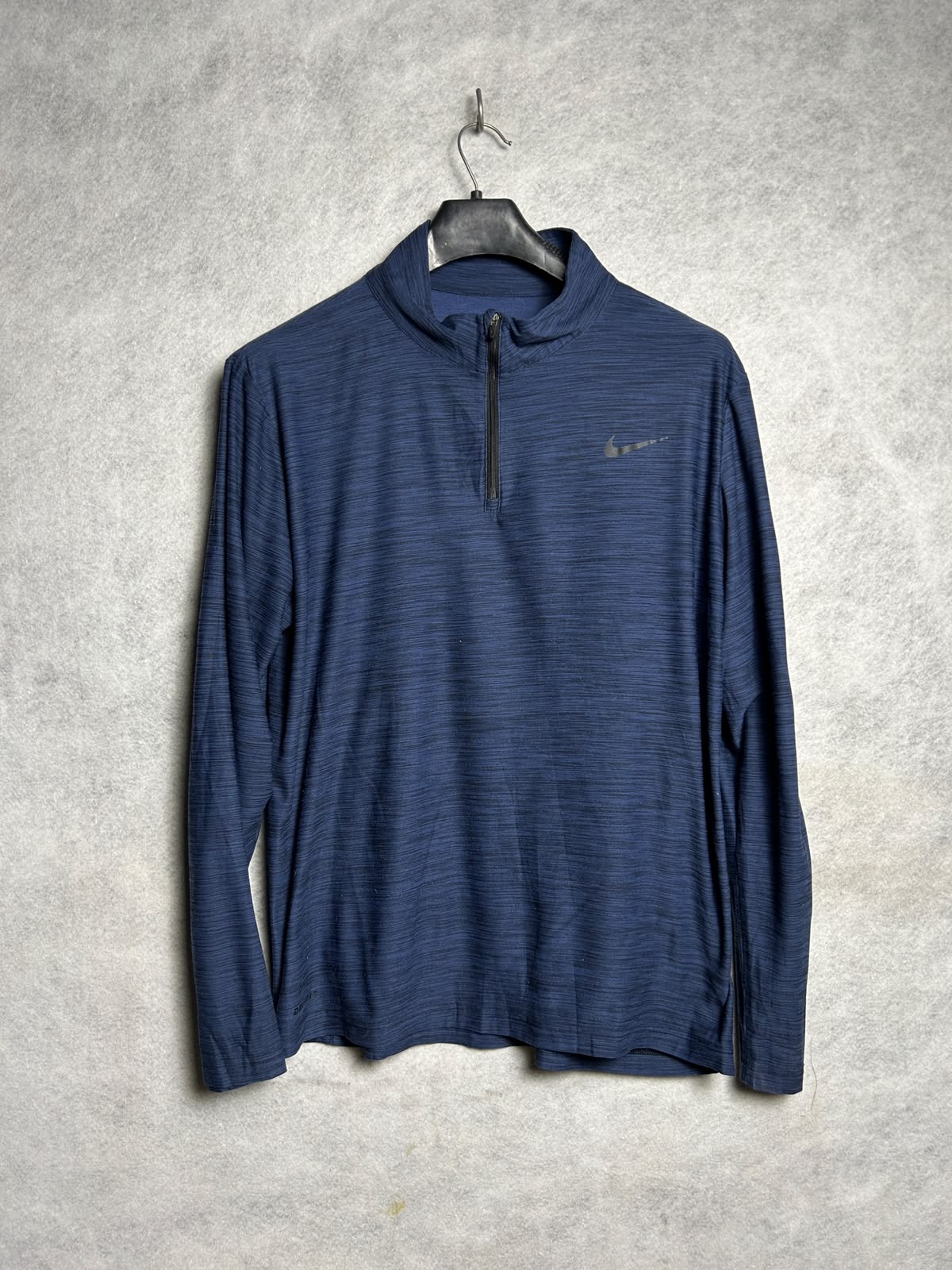 Nike Dri Fit Blue Full Sleeves High Round Neck - Large