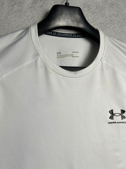 Under Armour Cold Gear White Fitted Round Neck Full Sleeves - Large