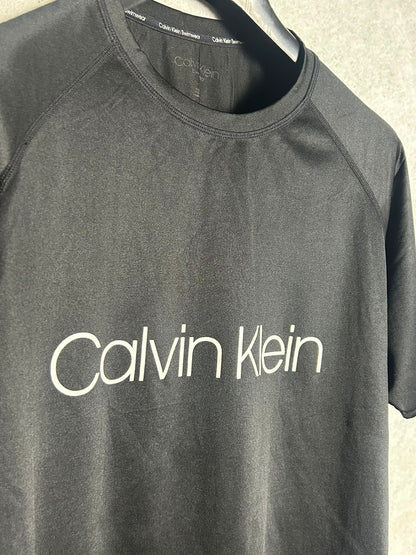 Calvin Klein Big Logo Swim Wear Black Round Neck - Large